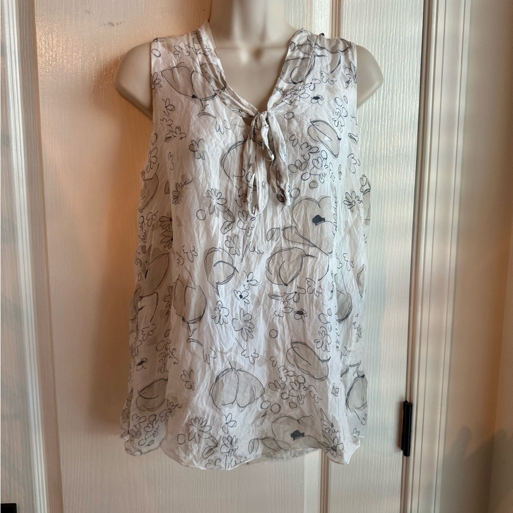 Carla Conti Silk Sleeveless Blouse with Neck Tie
